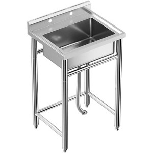 Stainless Steel Utility Sink, Freestanding Single Bowl Commercial Sink for Restaurant, Laundry Room, Bathroom, Garage, Garden - 1 of 4