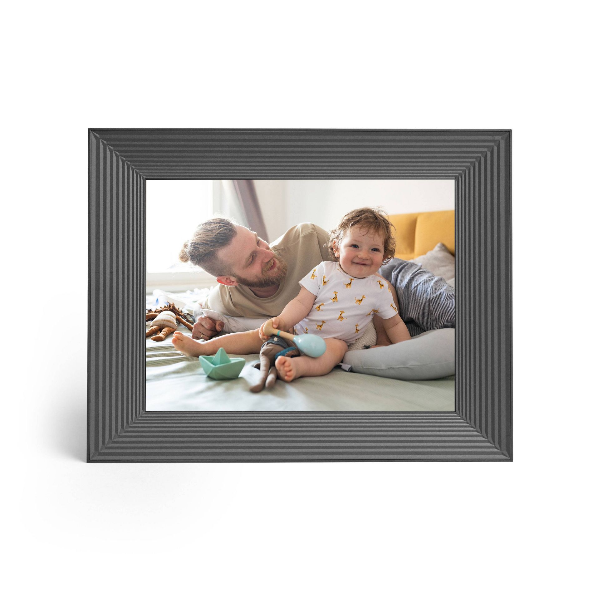 9" Mason Graphite Digital Photo Frame Black - Aura Home: Wi-Fi Enabled, LCD Display, 1600x1200
