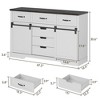 Farmhouse Buffet Cabinet, 47.2” Sideboard Cabinet w/6 Drawer, Rustic Storage Cabinets w/Sliding Barn Door, Coffee Bar - 2 of 4