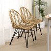 Nordlys Set of 4 Metal and Rattan Dining Chairs Exotic Boho Dining Room - 2 of 4