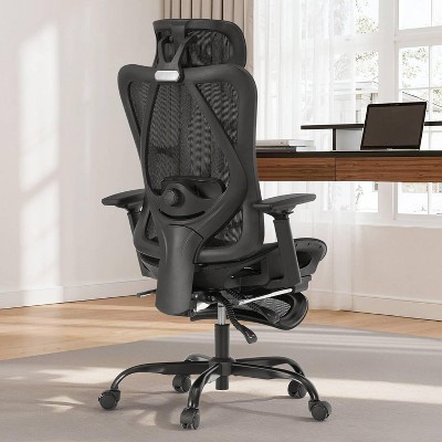 Office chair , computer upright office chair with back and lumbar support, foot pedals and adjustable height, slim high office chair