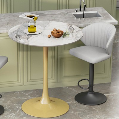 Artloge 100cm High Round Bar Height Bistro Pub Table Sintered Stone-top Breakfast Table