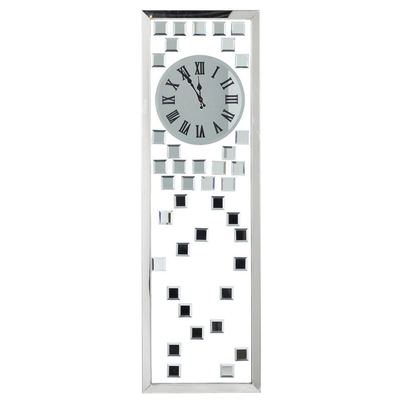 42&#34;x13&#34; Glass Beveled Mirrored Wall Clock Silver - Olivia &#38; May, 1 of 8