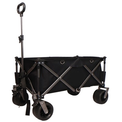 SKRAN Folding Wagon, Heavy Duty Utility Beach Wagon Cart for Sand with Big Wheels,for Shopping, Camping,Garden and Outdoor,Black