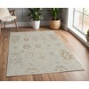 Tan and Gray Wool Floral Hand Knotted Area Rug - 2 of 4