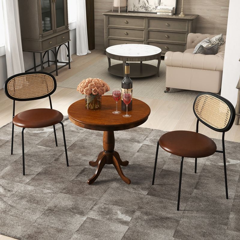 Tangkula 32" Round Pedestal Dining Table Kitchen Dining Room Walnut, 3 of 9