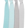 Bacati - Houndstooth/Herringbone Muslin Swaddling Blankets set of 4  Aqua/Gray - 3 of 4