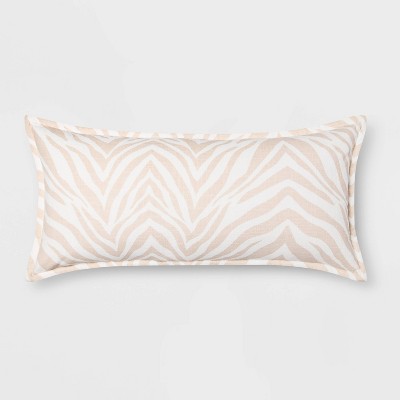 Zebra Printed Linen Oversize Lumbar Throw Pillow Cream - Threshold™