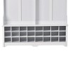 NicBex Coat and Shoe Rack Entryway Hall Tree with Bench with 6 Hooks, 24 Independent Open Shoe Cubbies, and 3 Shelves, White - 4 of 4