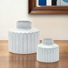 HomeRoots Set of Two White Ribbed Round Porcelain Table Vase - 2 of 4