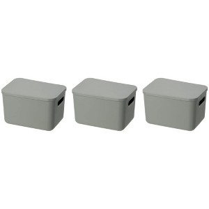YBM Home Stackable Plastic Storage Bin with Lid, Pack of 3 - 1 of 4