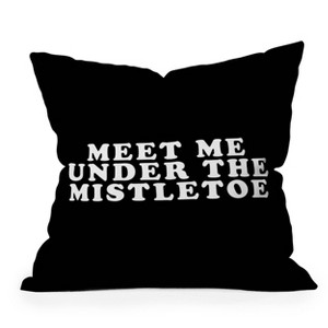 16"x16" Leah Flores Christmas Mistletoe Kiss Throw Pillow Black - Deny Designs - 1 of 4