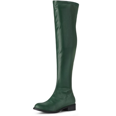 Allegra K Women s Thigh Low Block Heel Over Knee High Fashion Boots Green 6