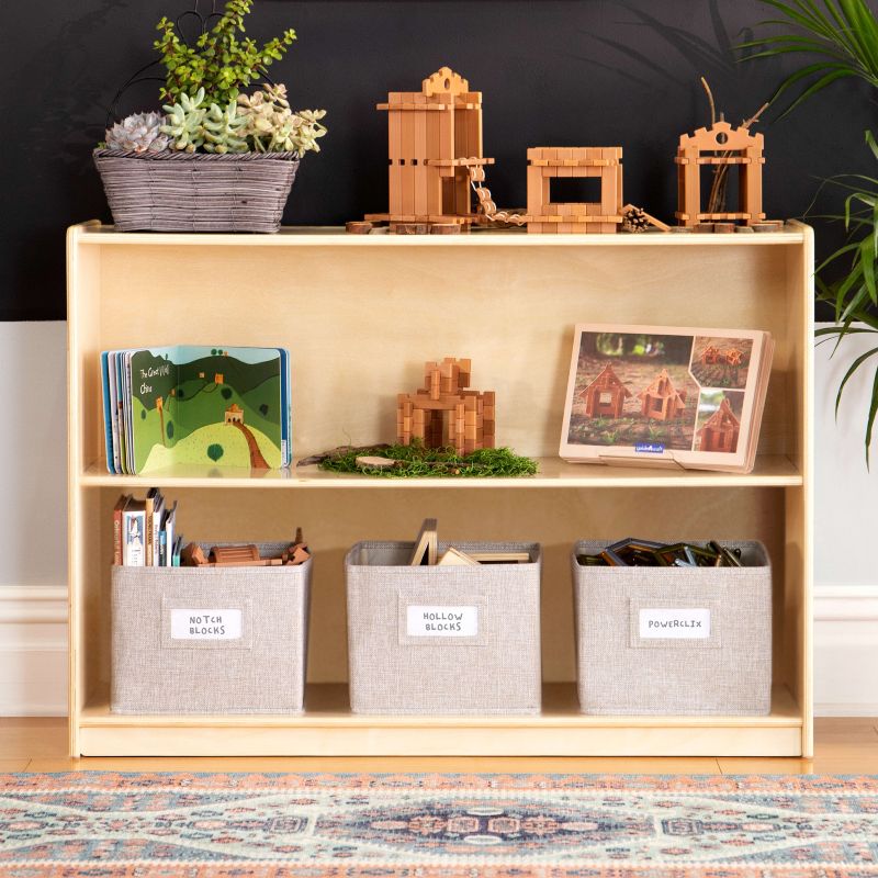 Guidecraft EdQ 2-Shelf Open Storage 30": Children's Wooden Home and Classroom Bookshelf with Fabric Bins, Kids' Toys and School Supply, 5 of 7