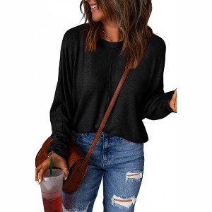 Women's Oversized Solid Pullover Sweatshirt - Shewin - 1 of 2