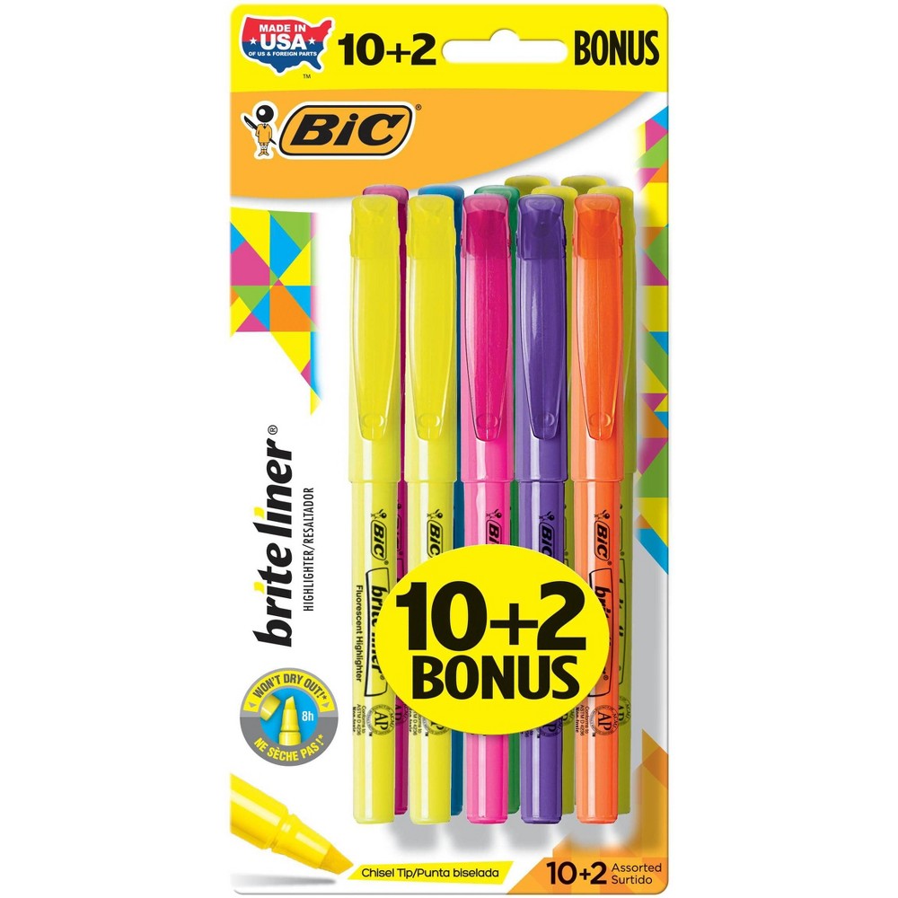 UPC 070330302211 product image for BIC 12ct Brite Liner Chisel Tip Highlighters | upcitemdb.com