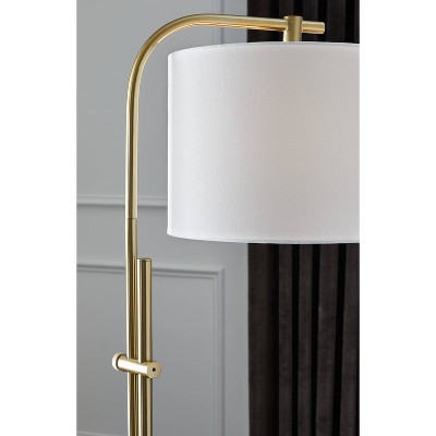 Baronvale Adjustable 60" Brass Finish Floor Lamp with White Shade