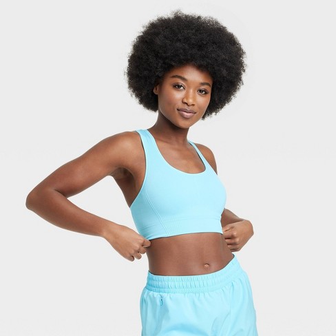 Women's Seamless Medium Support Racerback Midline Sports Bra - All In  Motion™ Light Blue Xl : Target