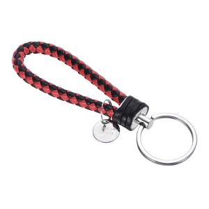 Unique Bargains Braided PU Leather Wallet Keychain with Stainless Steel Key Ring - 1 of 3