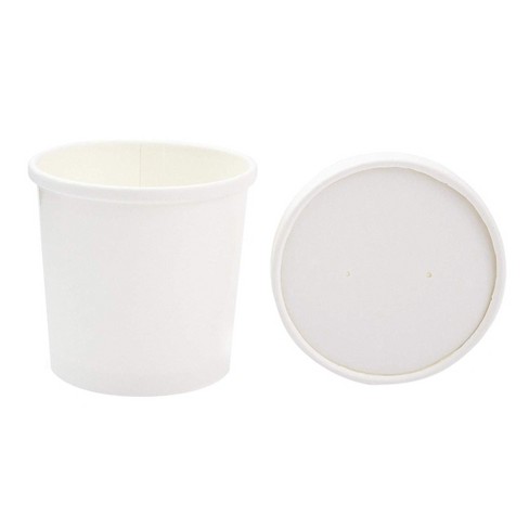 Download Juvale 50 Pack 12 Oz Disposable Paper Take Out Containers Soup Bowls Cups With Lids For Hot Cold Food To Go 3 5 X3 6 White Target