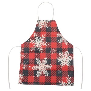Unique Bargains Christmas Aprons Linen Red Black Beige 21.65"x26.77" 1 Pcs - 1 of 4