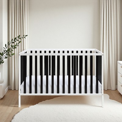 FURNIinspire Cribs Baby Bed Bedside Bed ,3 In 1 Convertible Island Crib Baby Crib, Modern Toddler Bed, Baby Furniture, Black, 53.5"*29.75"*35"