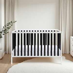 FURNIinspire Cribs Baby Bed Bedside Bed ,3 In 1 Convertible Island Crib Baby Crib, Modern Toddler Bed, Baby Furniture, Black, 53.5"*29.75"*35" - 1 of 4