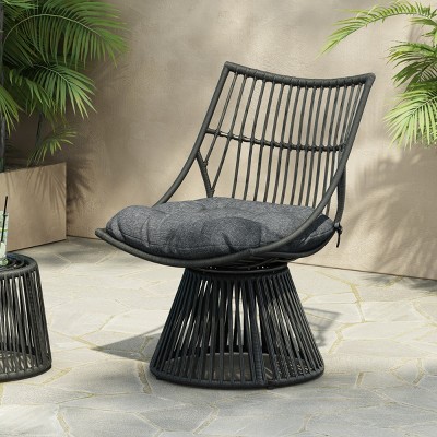 Outdoor Boho Wicker Lounge Chair with Cushion and High-Back for Patio or Balcony-Cuddlewood