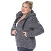 Plus Size Hooded High Pile Fleece Jacket - White Mark - 2 of 4
