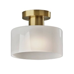Adesso Rhodes Flush Mount Antique Brass: 9" Glass Shade, ETL Listed, Dimmable Ceiling Light Fixture - 1 of 3