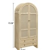 Arched Versatile Bookcase with Rattan Door Storage Display Cabinet with 2 Drawers & Adjustable Shelves for Living Room-Tanpinhause - 4 of 4