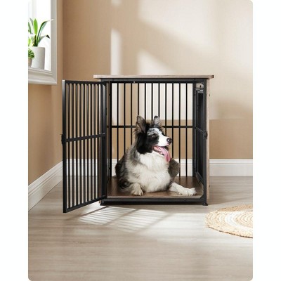 Medium Gray Particleboard and Steel Dog Crate Table