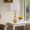 GTCLIGHTING Modern Gold Table Lamp for Living Room,32" Metal Round Bedside Lamps with White Fabric Shade for Bedroom End Table Nightstand - 2 of 4