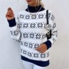 Womens Pullover Sweater Turtleneck Snowflakes Sweater Christmas Sweater Ribbed Knit Long Sleeve Sweater - 4 of 4