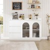 48" Modern Sideboard Buffet Cabinets with Glass Doors, 3 Led Lights and 3 Drawers, Coffee Bar Storage Cabinet for Kitchen, Dining Room - 4 of 4