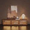 POVISON 71" Mid-Century Modern Wood Slatted TV Stand with LED lights, LED TV Stand, Walnut Color TV Console - 2 of 4
