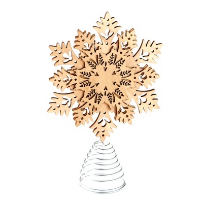 Lakeside Snowflake Tree Topper - Wooden Christmas Ornament with Carved Look