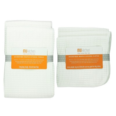 3pk Waffle Microfiber Dish Cloths Beige - MU Kitchen