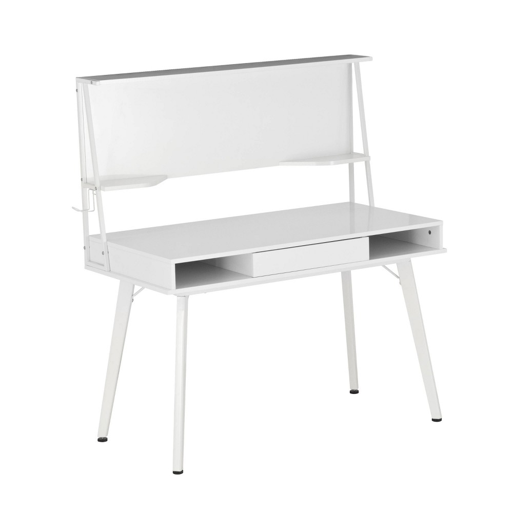 Photos - Office Desk Computer Desk with Storage and Magnetic Dry Erase White Board White - Tech