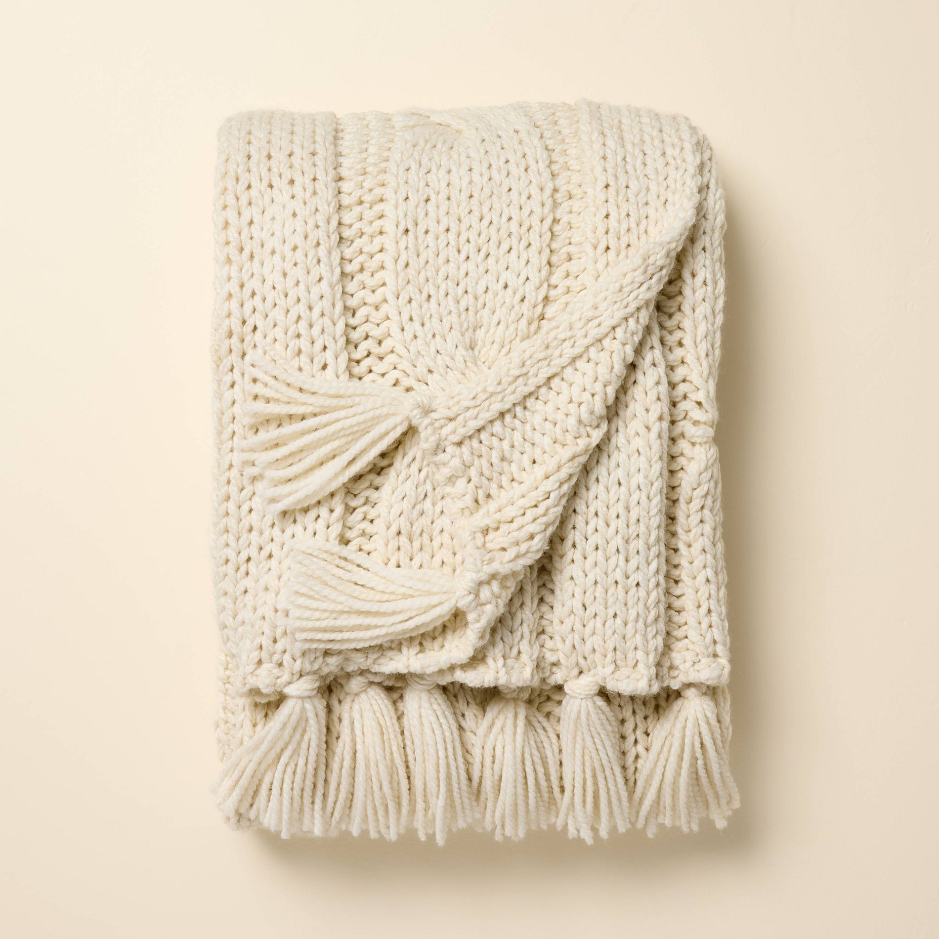 Oversized Cozy Knit Throw Blanket Sour Cream - Hearth & Hand™ with Magnolia