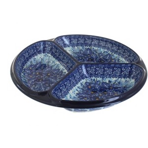 Blue Rose Polish Pottery 484 Ceramika Artystyczna Three Part Divided Dish - 1 of 1
