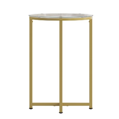 Emma and Oliver Glass Living Room Coffee Table with Crisscross Metal Frame