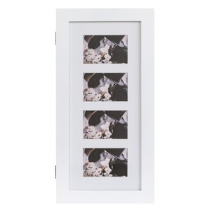 Wall-Mounted PVC Wood Grain Jewelry Cabinet With Mirror And Velvet-Lined Storage - 1 of 4