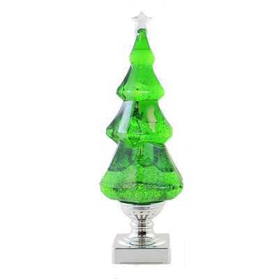 Christmas 13.75" Led Green Swirl Tree Silver Base  -  Decorative Figurines