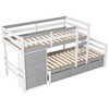 Twin over Twin Wooden Bunk Bed Frame with Drawers and Ladder -ModernLuxe - 4 of 4