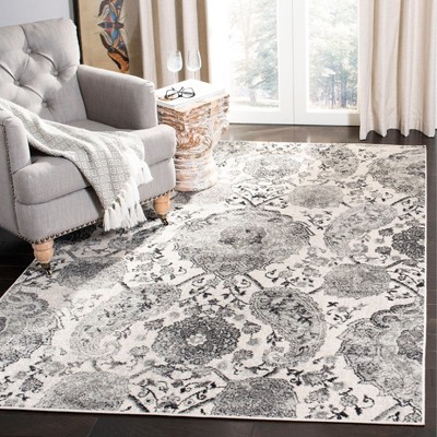 Elegant Cream/Silver Synthetic 9' x 12' Hand-Knotted Area Rug