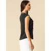 Allegra K Women's Cute Tie Neck Sleeveless Ruffle Button Down Chiffon Summer Shirt - 4 of 4