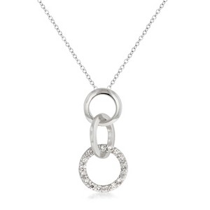 Slickblue Triplet Hoop Pendant Necklace for Women, Rhodium Plated, Cubic Zirconia, 16" Chain, Contemporary Fashion Jewelry - 1 of 3