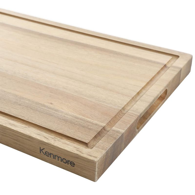 Kenmore Archer 21 Inch Acacia Wood Cutting Board with Groove Handles, 2 of 9