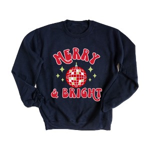 Simply Sage Market Women's Graphic Sweatshirt Merry and Bright Disco Ball - 1 of 4